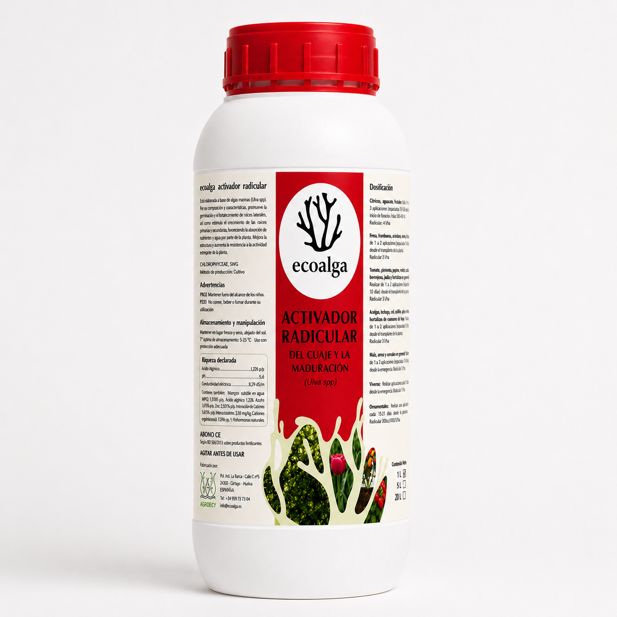 Ecoalga Activador Radicular 1L vista tres cuartos formato-1l