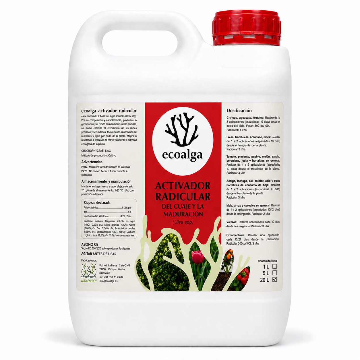 Garrafa Ecoalga Activador Radicular 20L vista frontal formato-20l