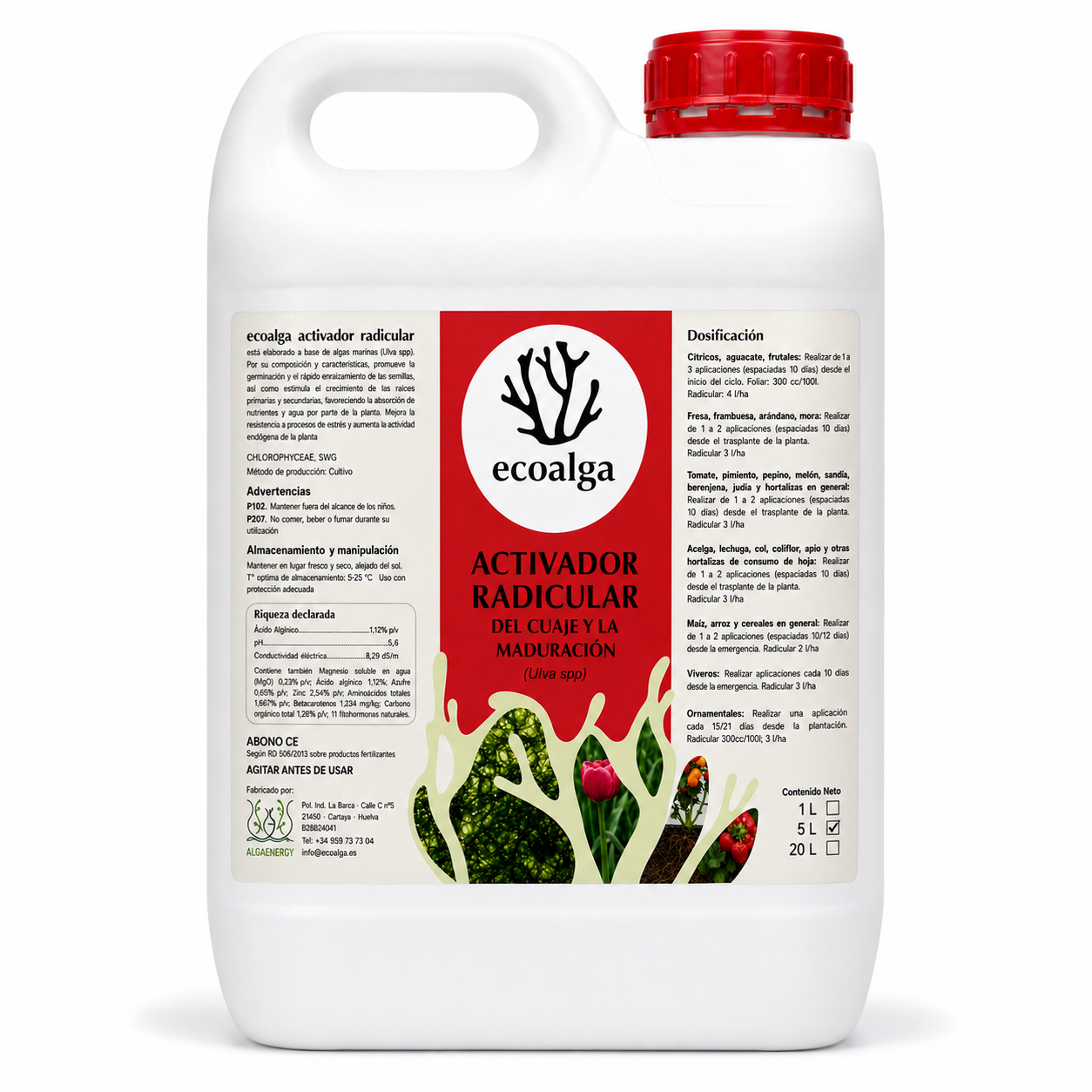 Garrafa Ecoalga Activador Radicular 5L vista frontal formato-5l