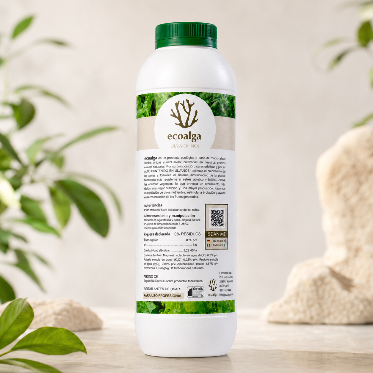 Botella de ecoalga 1L en entorno natural formato-1l